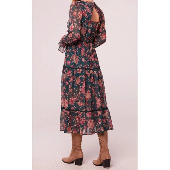 Band of the Free NWT Run the World Pine Paisley Empire Waist Midi Dress Sz S Wom - Picture 3 of 14